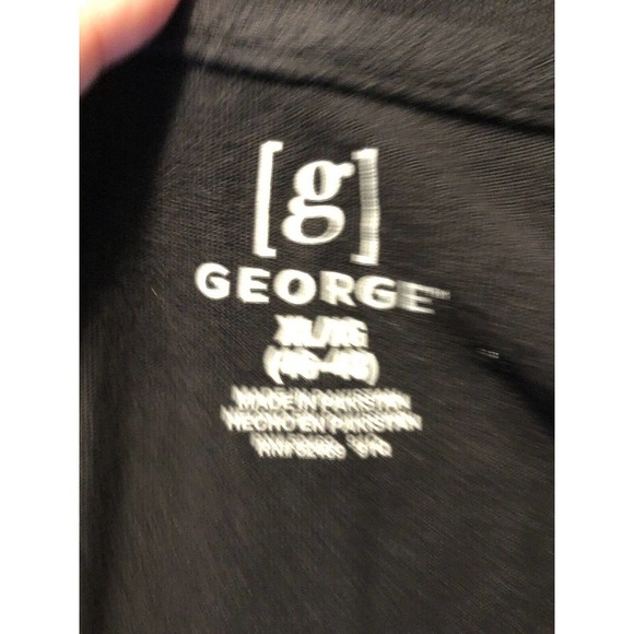 George Polo Shirt XL Mens Black Solid 100% Cotton Knit Short Sleeve - Picture 3 of 5